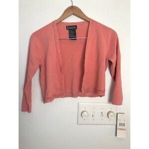 K Petite Collection Cami Women's 6P Coral Dress Cover Up 3/4 Sleeve